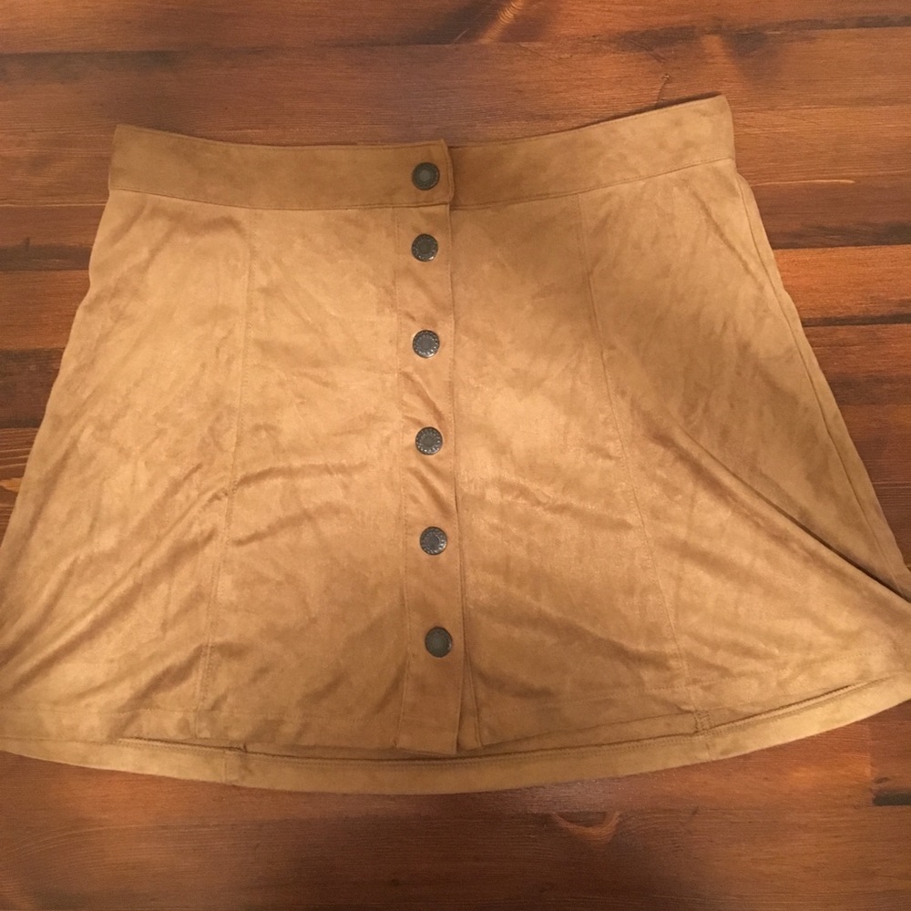 Brown faux suede mini skirt